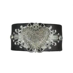 NEW BFF CREATIONS women's leather cuff rhinestone bracelet in black